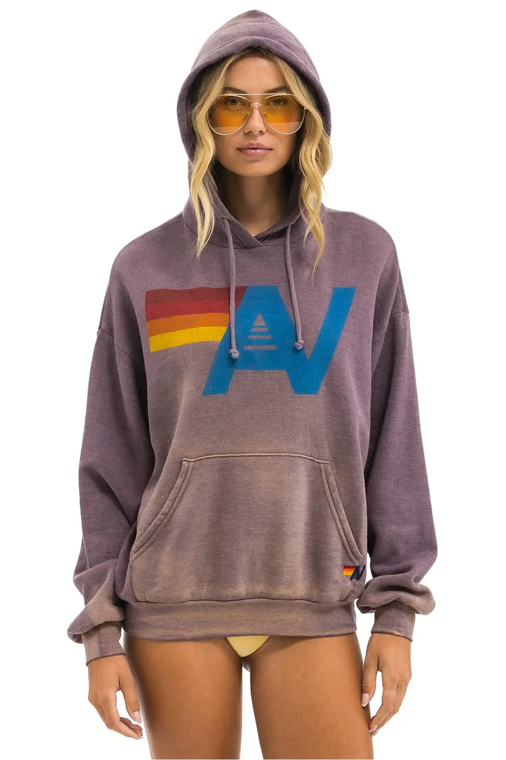 VINTAGE LOGO RELAXED PULLOVER HOODIE - FADED MOCHA from Aviator Nation