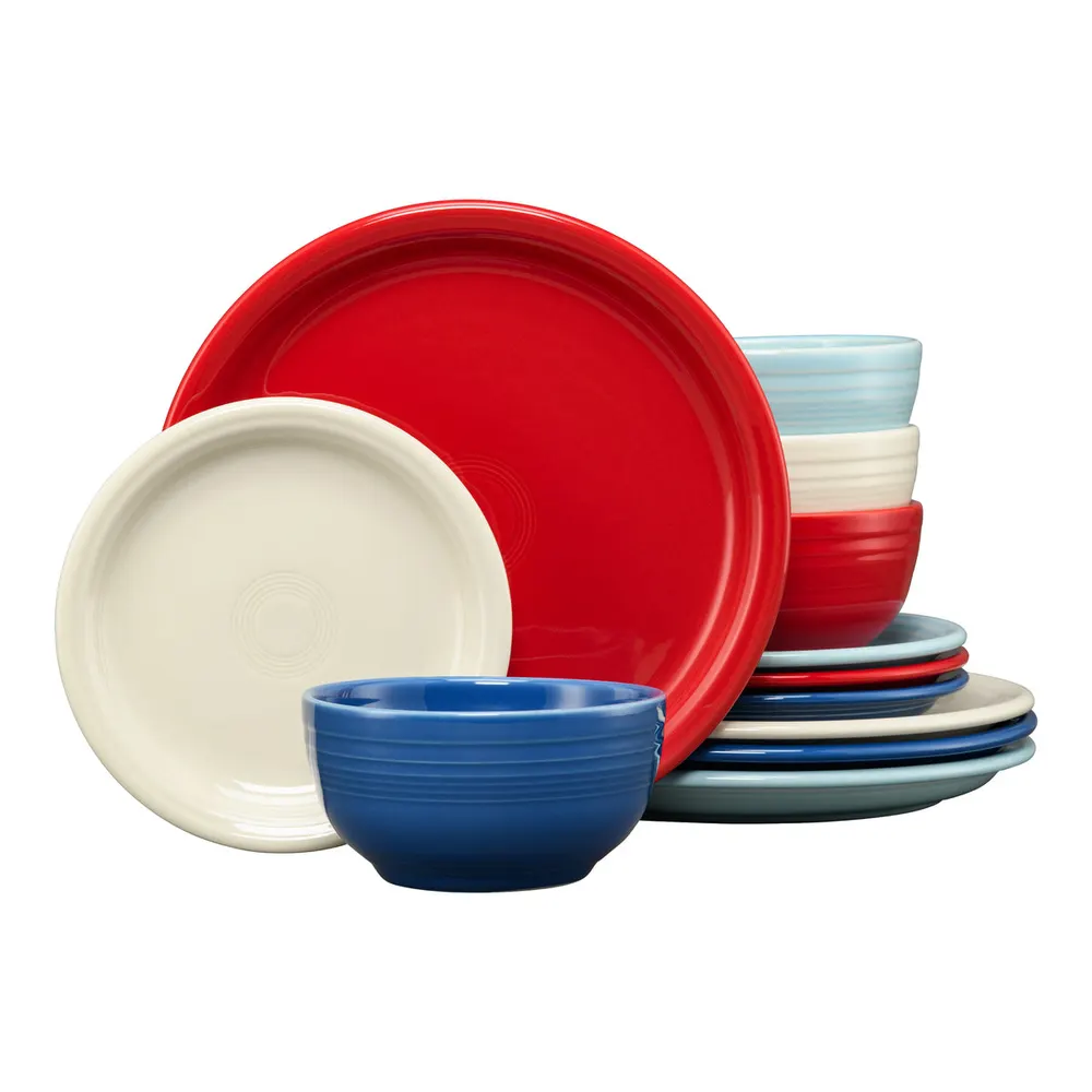 Mixed Americana Bistro Coupe 12-Piece Dinnerware Set from Fiesta Tableware Company
