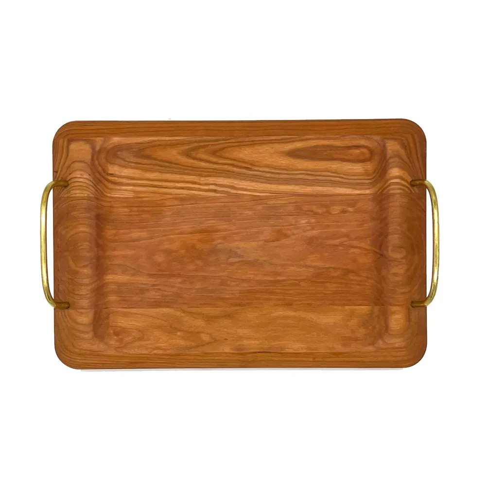 Cherry Serving Board with Brass Handles - 15" x 10" from JK Adams