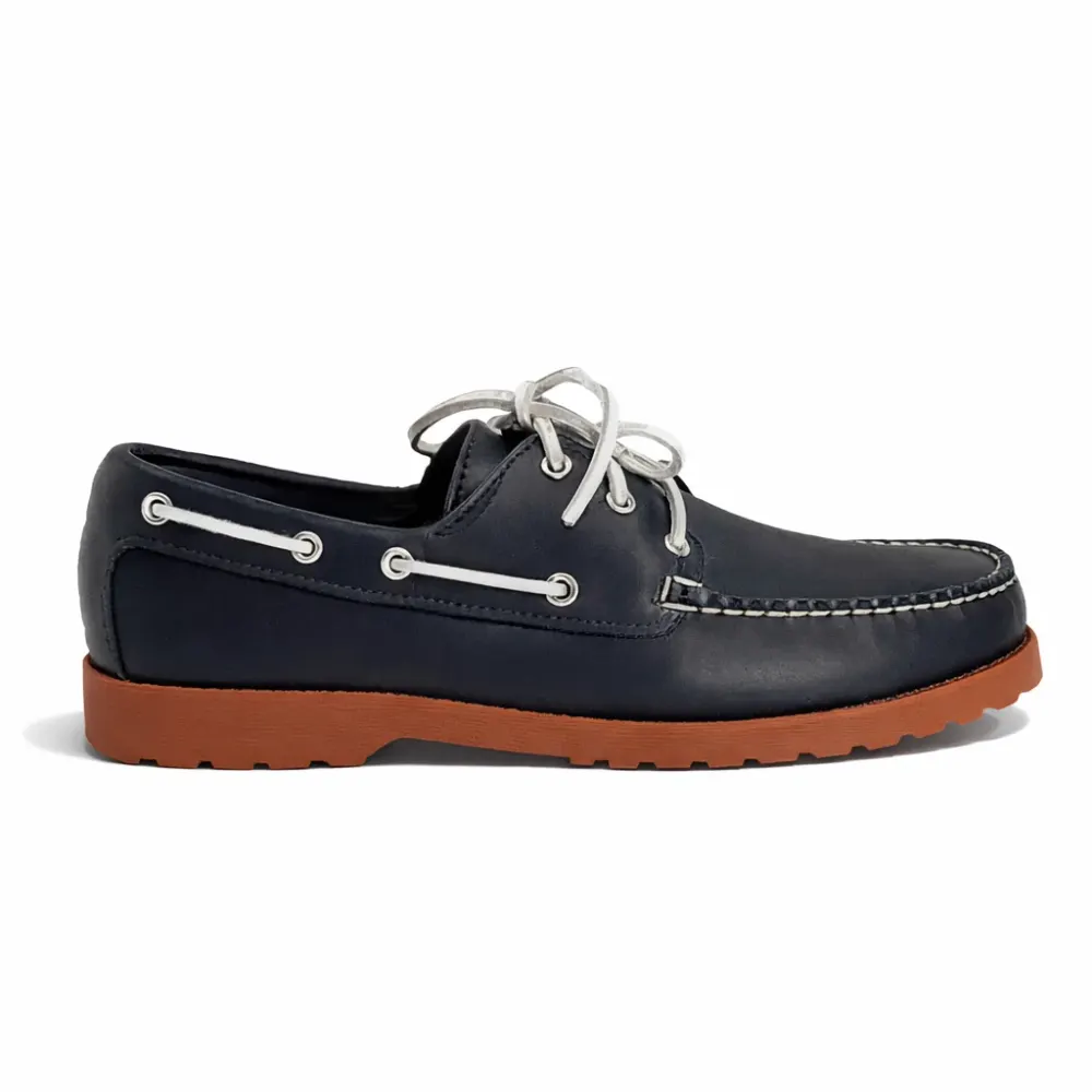 In Stock Men’s Quoddy Head Boat Shoe CL: Navy Brick from Quoddy
