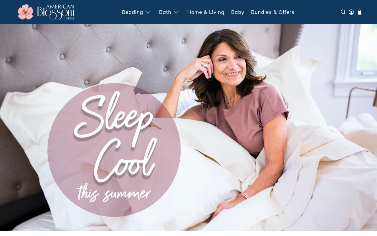 American Blossom Linens official storefront homepage preview