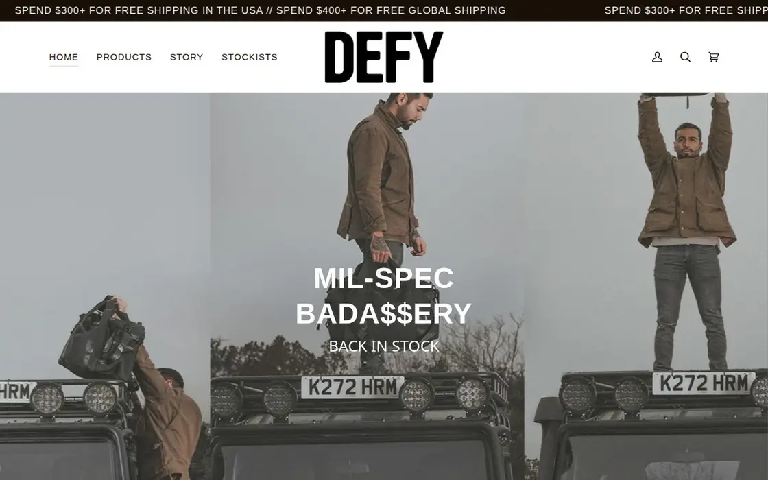 DEFY Bags website