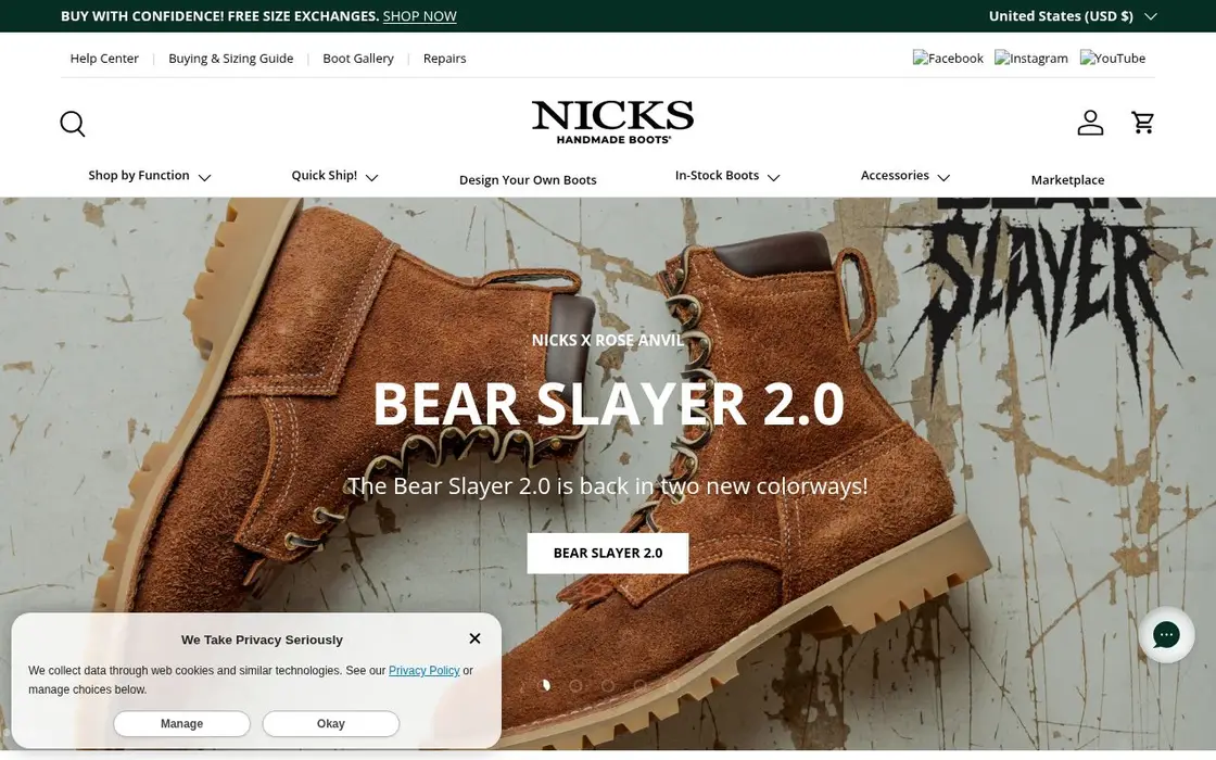 Nicks Handmade Boots website