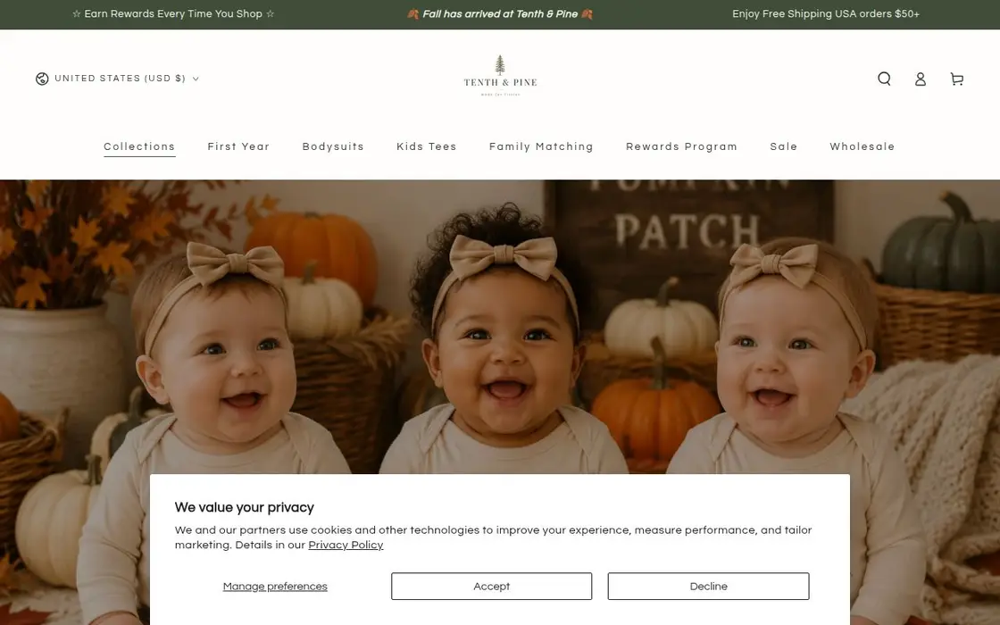 Tenth & Pine website